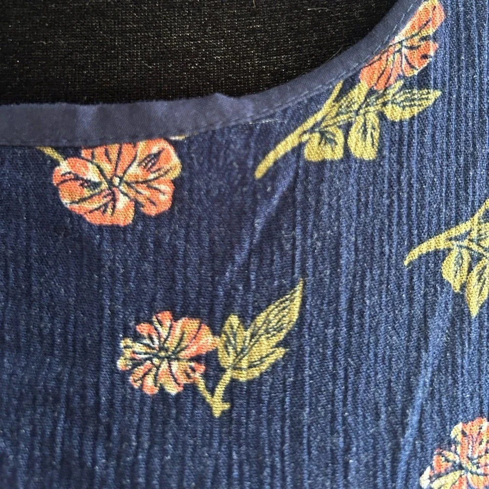 Esley‎ Dress Blue Pink Floral Lace Up Sides Size L Coquette Western Boho